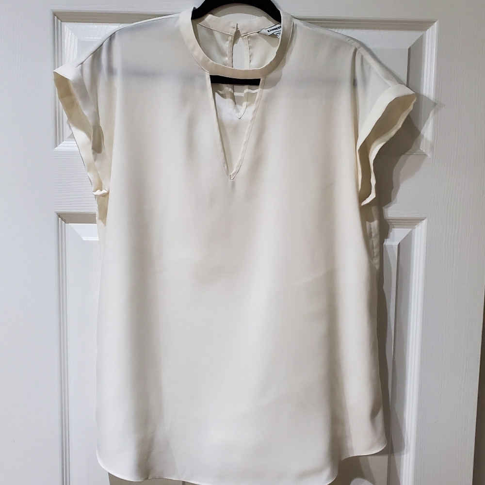 Express Womens Cap Sleeve Casual Key Hole Neck Blouse